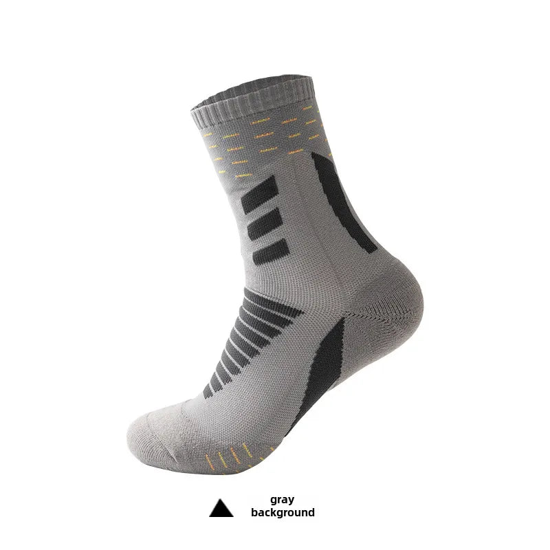 Autumn and Winter New Men's Socks Breathable Sweat-Absorbing Towel Bottom Sports Socks Fashionable Basketball Socks Socks Men's Medium Socks