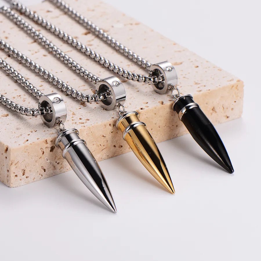 Hip-Hop Bullet 304 Stainless Steel Plating Inlay Men's