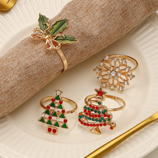 Christmas Casual Elegant Glam Christmas Tree Alloy napkin rings 1 Piece