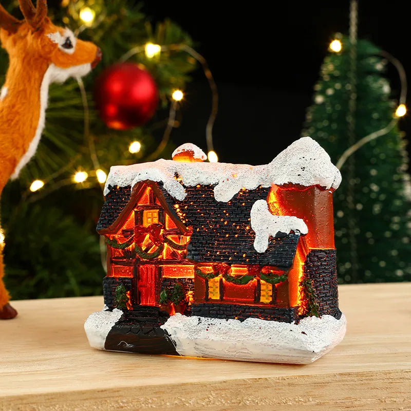 Christmas Vintage Style House Resin Daily Festival Ornaments