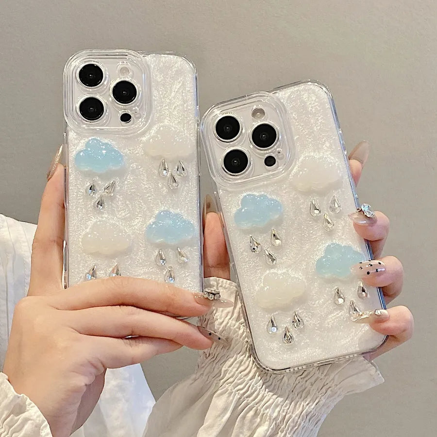 3D Diamond Clouds Apple 16 Pro Phone Case Silicone Transparent Customized Style For Huawei Mate70 Pro New Model Drop Shipping