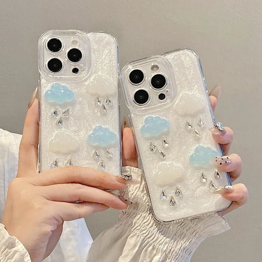 3D Diamond Clouds Apple 16 Pro Phone Case Silicone Transparent Customized Style For Huawei Mate70 Pro New Model Drop Shipping