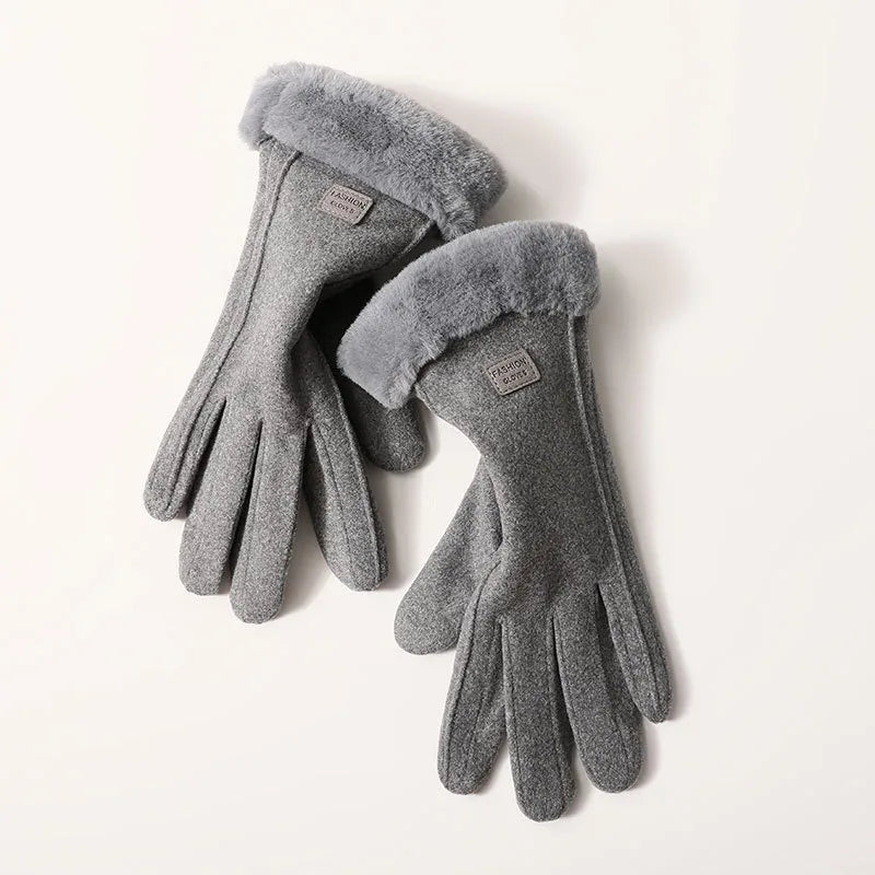 women's fashion solid color velvet polyester gloves 1 pair