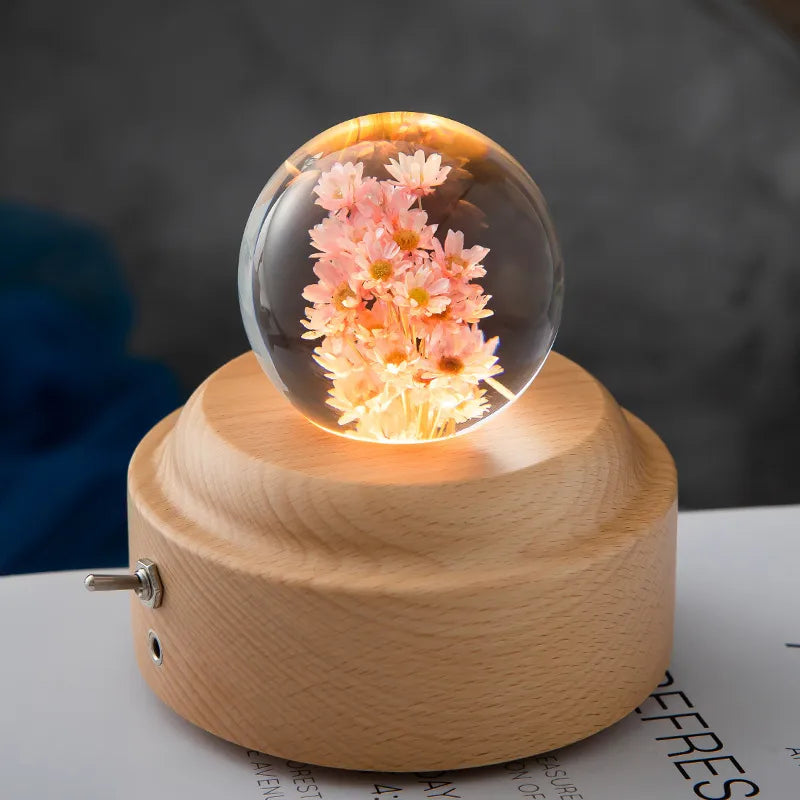 Pastoral Flower Wood Resin Night Lights Lighting Accessories