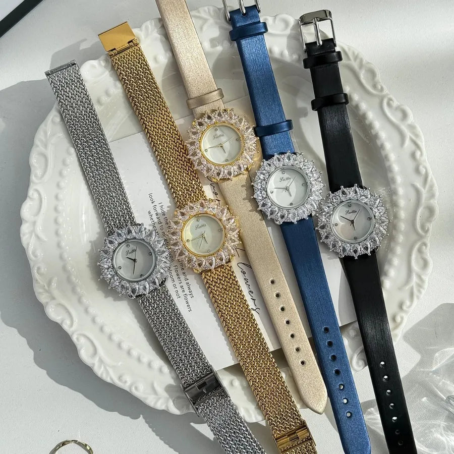 Luxurious Vintage Jewelry Scottie9745 Women's Watch Sunflower Design Wheat Ear Strap High Quality Quartz Movement Fashionable Style