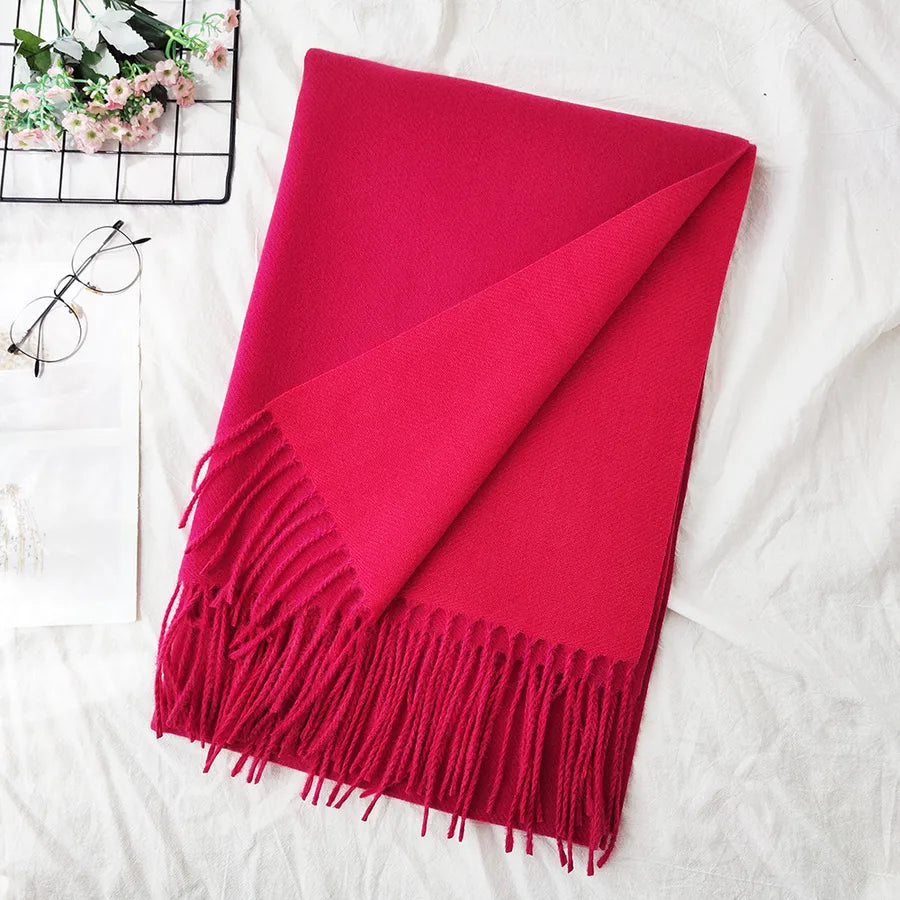 Unisex Sweet Simple Style Solid Color Imitation cashmere Polyester Scarf