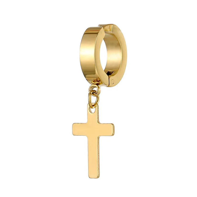 simple style cross titanium steel plating ear clips 1 piece