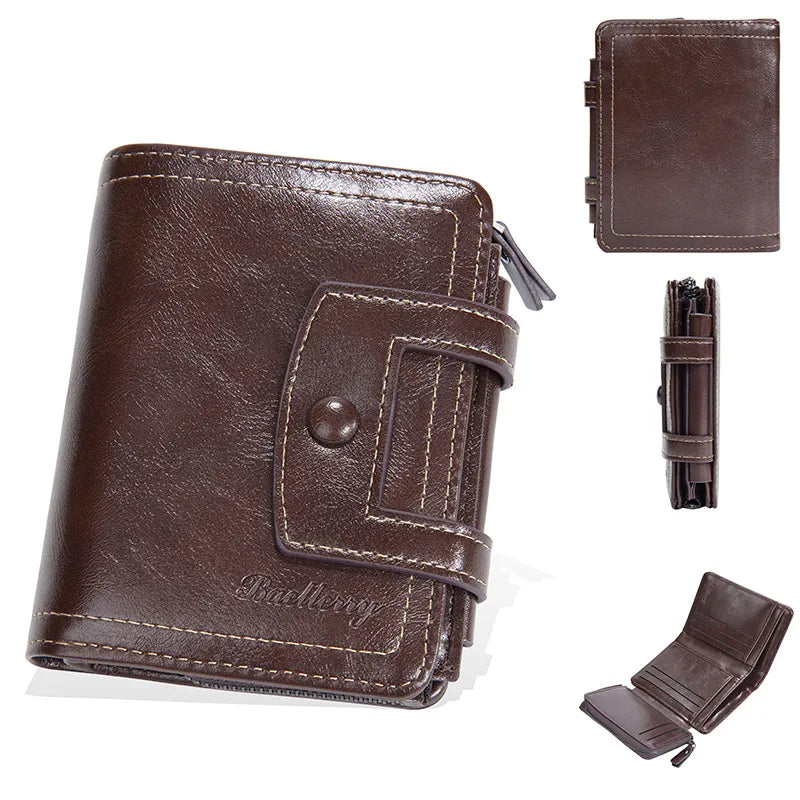 Men's Solid Color Pu Leather Buckle Small Wallets