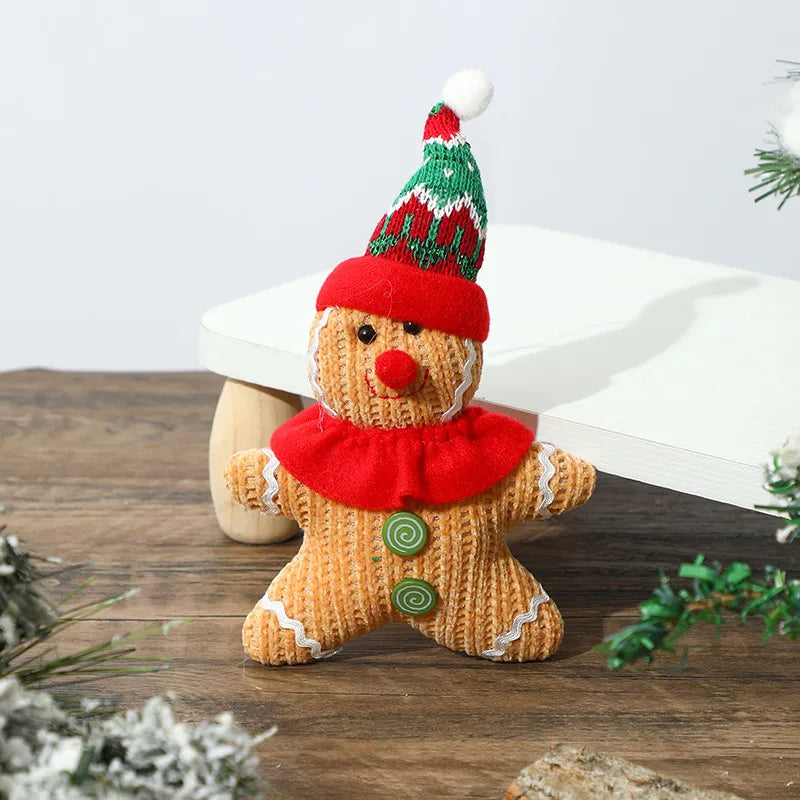 Christmas Decorations Gingerbread Man Stretching Dwarf Figure With Light Biscuit Man Doll Pendant Cartoon European Countryside Style Polyester
