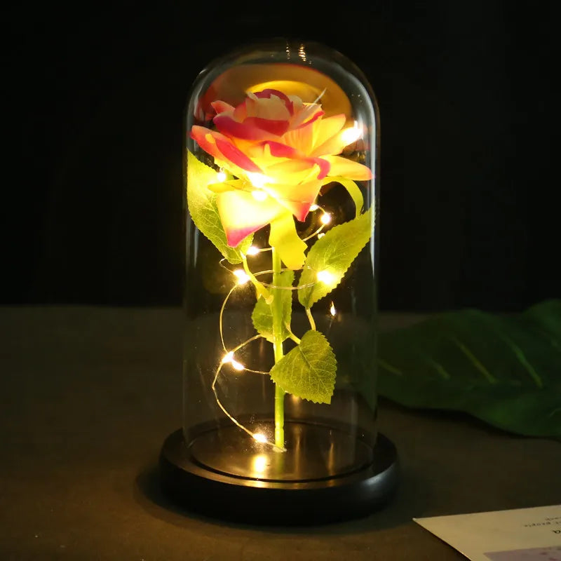 Romantic Rose Plastic Wood Glass Artificial flowers