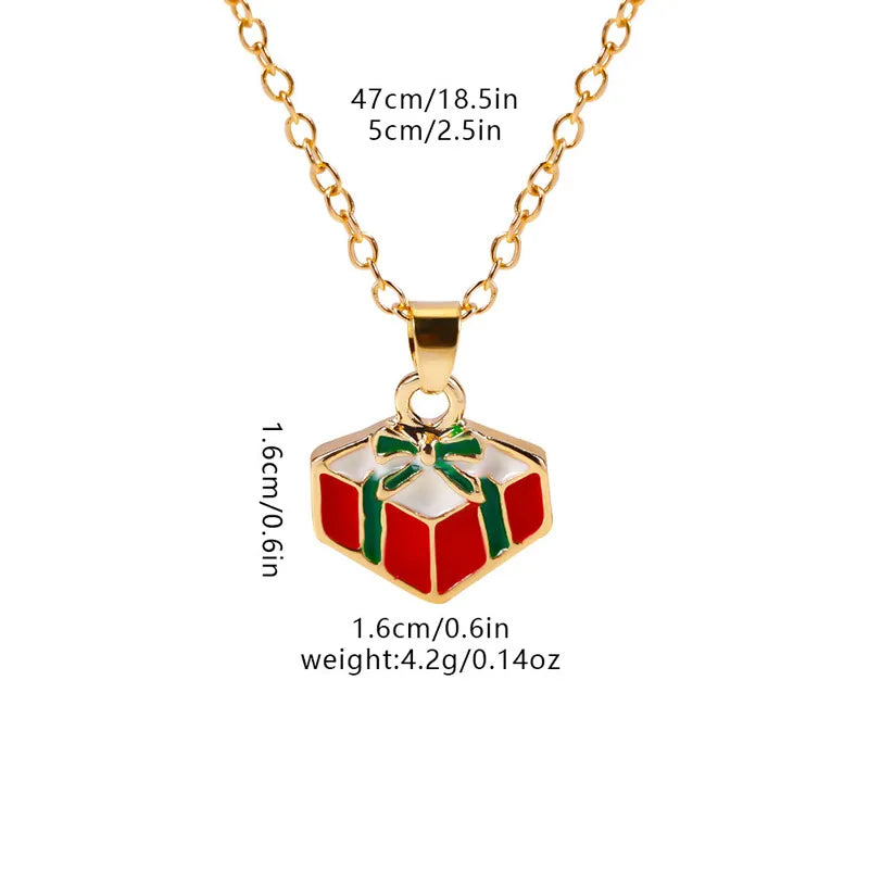 Christmas Elements Deer Santa Claus Alloy Pendant Necklace Christmas Socks Drop Oil Bell Pendant Best Friend Jewelry