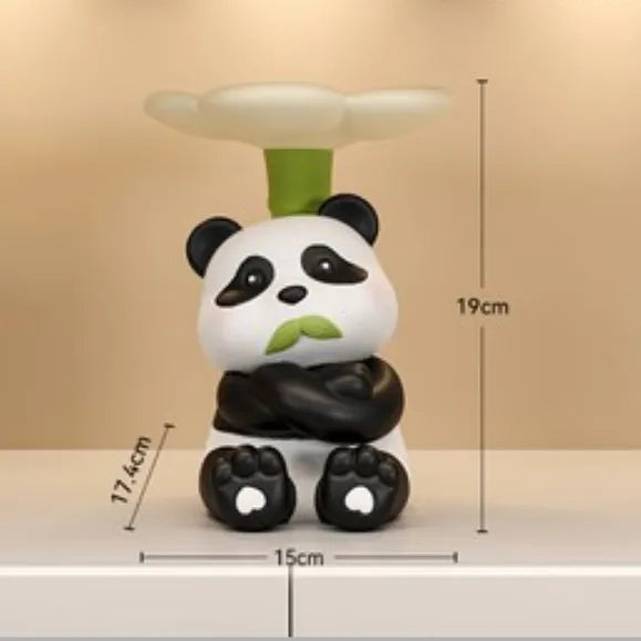 Cute panda decoration key storage living room home decoration creative gift wine cabinet entrance tray