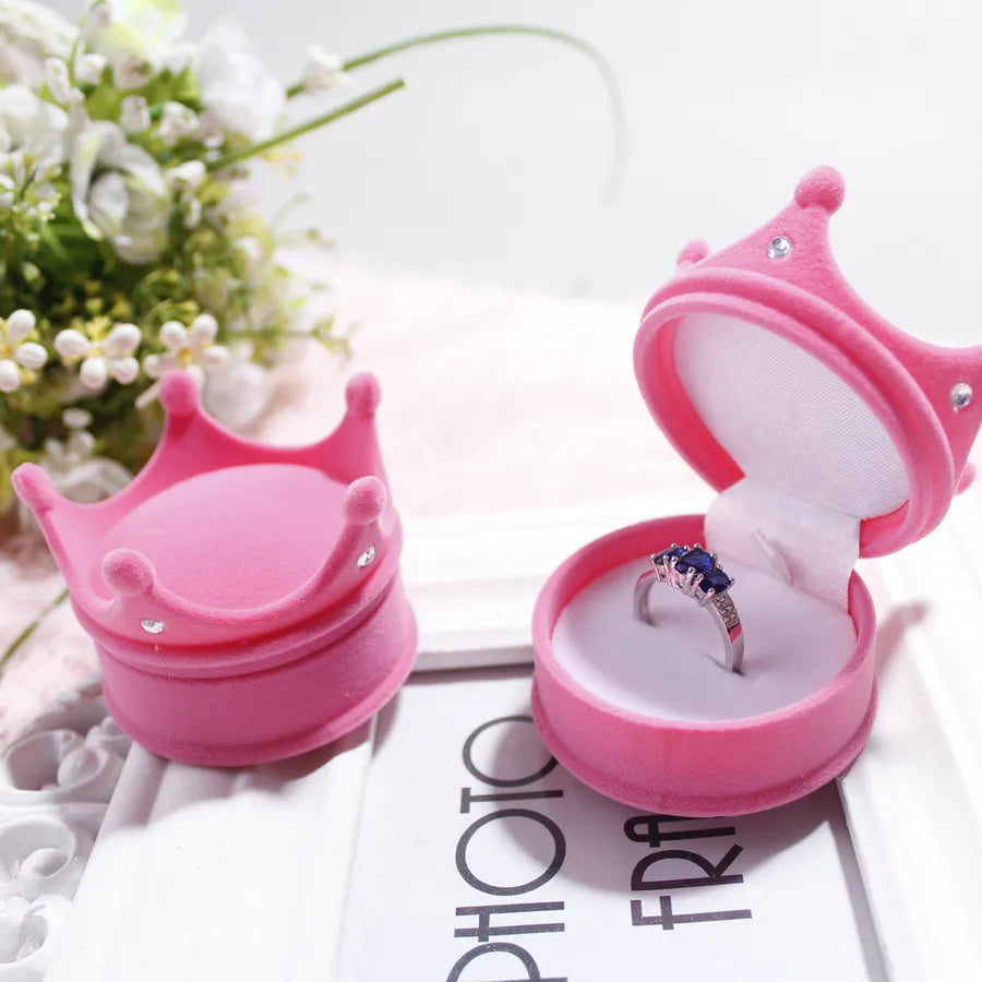 1 piece retro crown flannel jewelry boxes