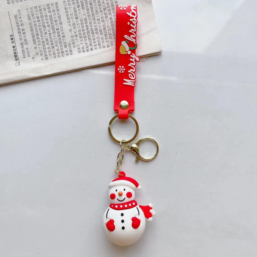 Cartoon Style Santa Claus Silica Gel Christmas Women's Keychain