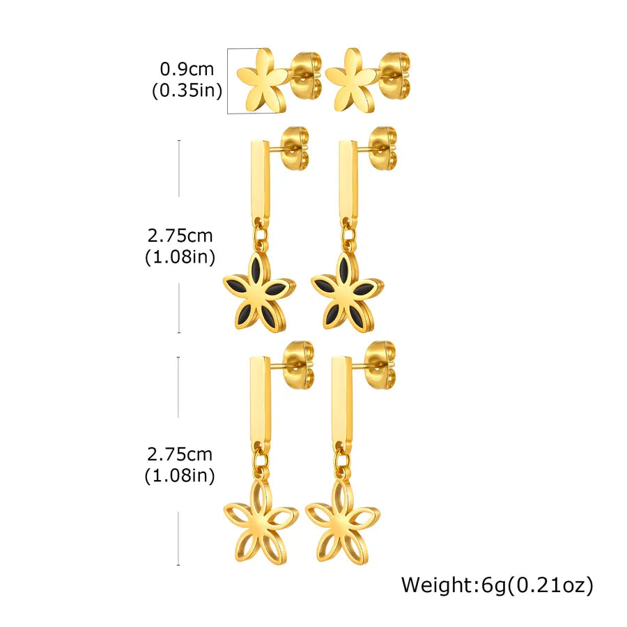 IG Style Casual Simple Style Flower Plating 201 Stainless Steel Zircon Drop Earrings