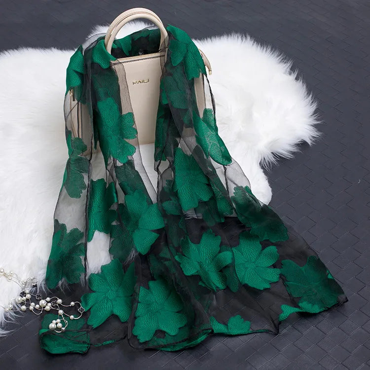 women's simple style color block organza scarf