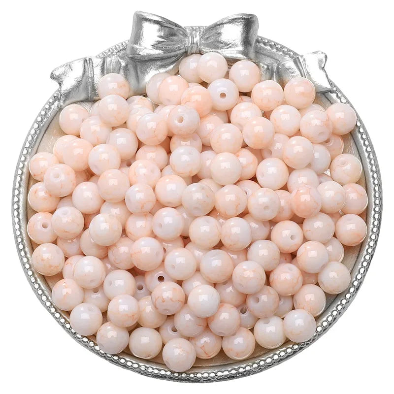 8mm Glass Gradient Porcelain Beads Round Beads Loose Beads DIY Handmade Beaded Bracelet Jewelry Accessories Material Kit Wholesale