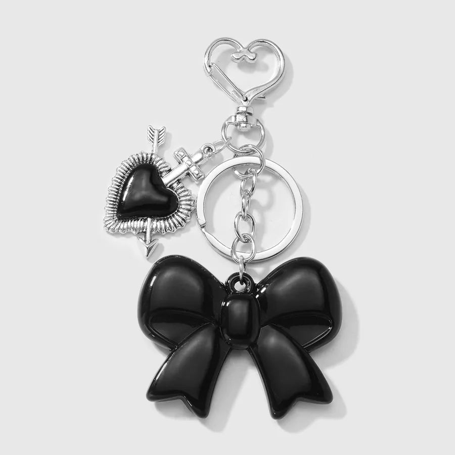 Sweet Cool Style Heart Shape Bow Knot Dice Arylic Women's Keychain
