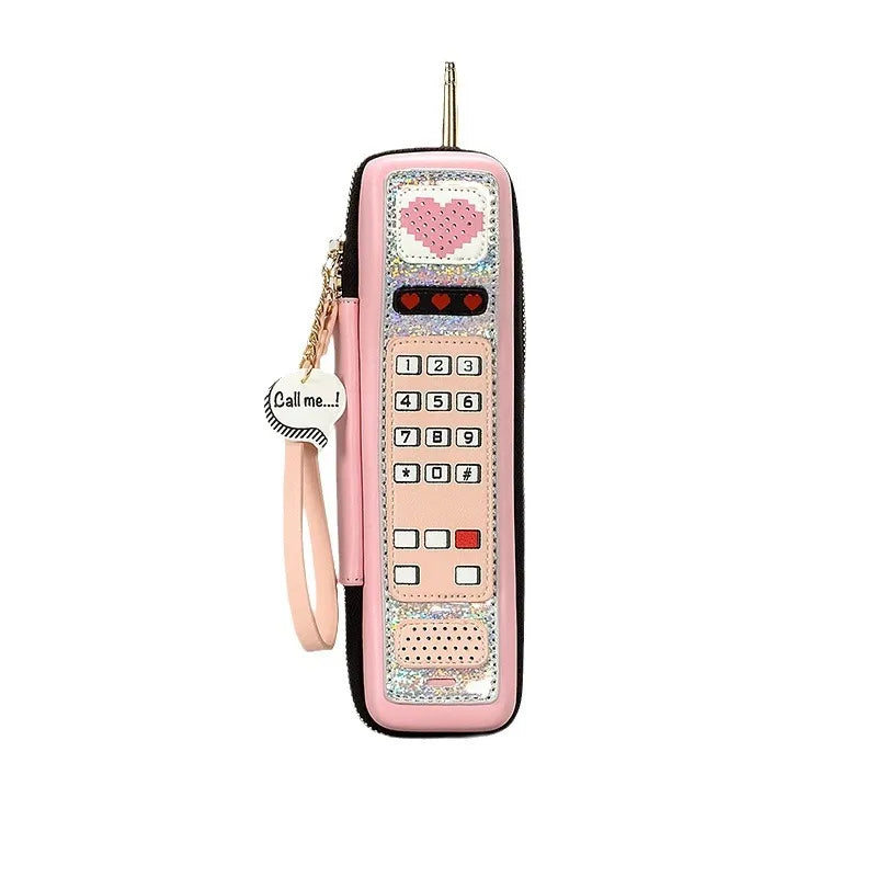Pu Leather Mobile Phone Heart Shape Square Clutches