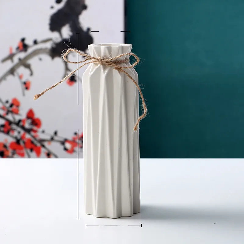 Simple Modern Star Ceramic Vase Ornaments Living Room White Porcelain Fresh Dried Flower Creative Ceramic Flower Set