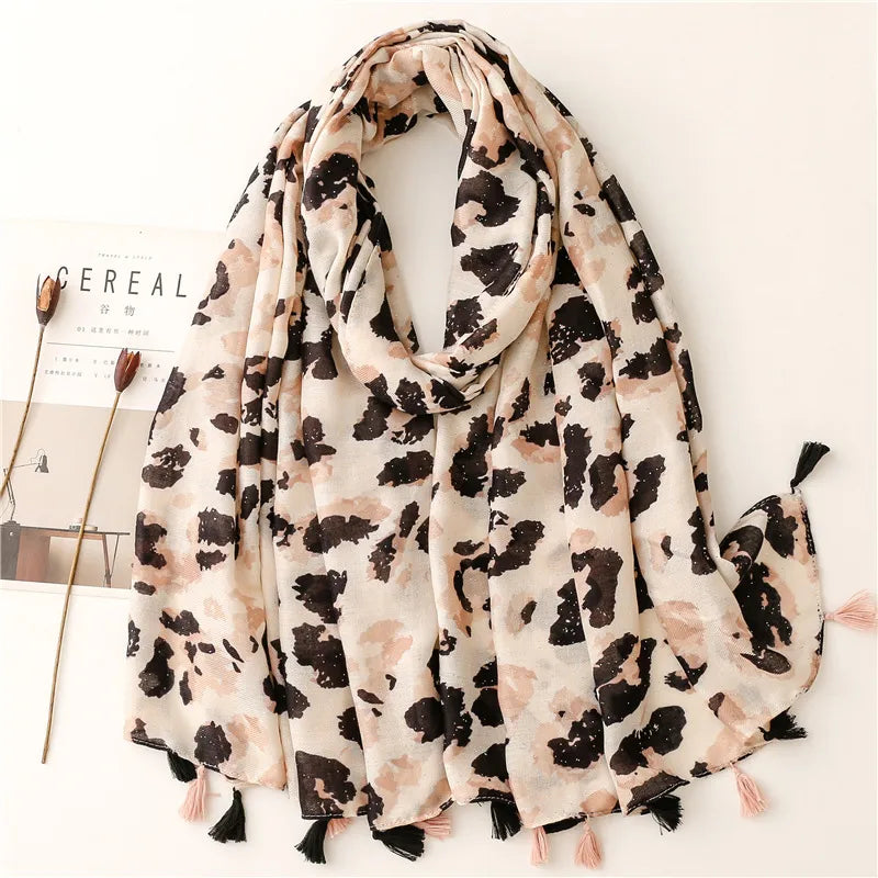 women's sexy leopard polyester silk scarf