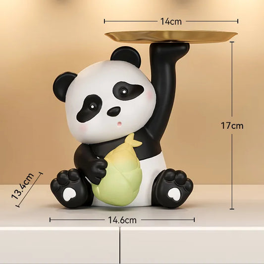 Cute panda decoration key storage living room home decoration creative gift wine cabinet entrance tray