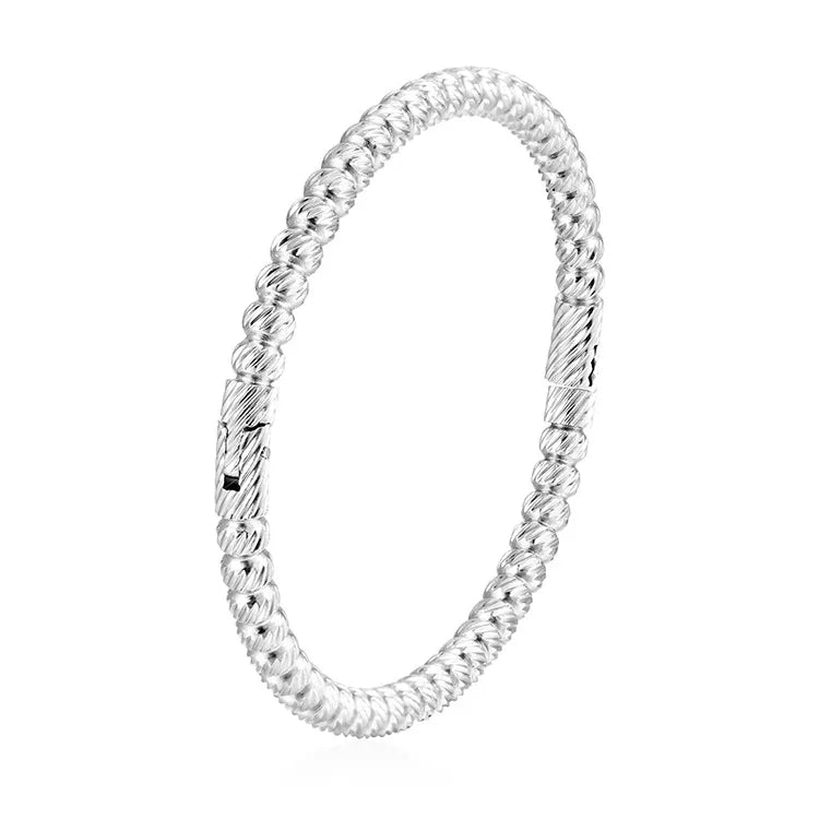 Retro Classic Style Geometric Flower 304 Stainless Steel Bangle In Bulk