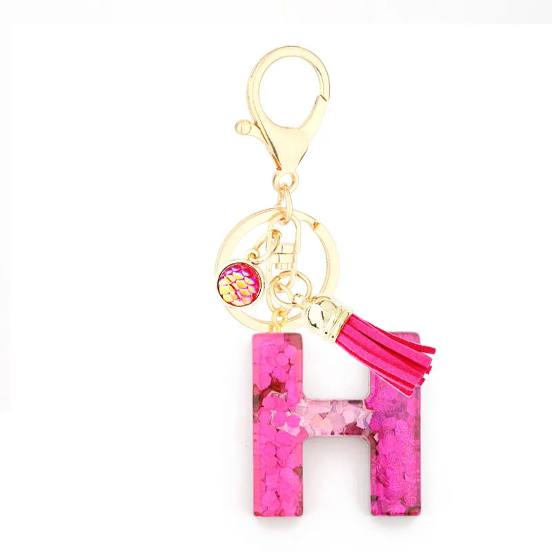 1 piece fashion letter resin patchwork unisex keychain