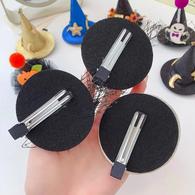 exaggerated funny halloween pattern pumpkin bow knot alloy cloth hair clip