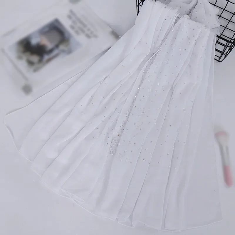 women's retro solid color chiffon silk scarves