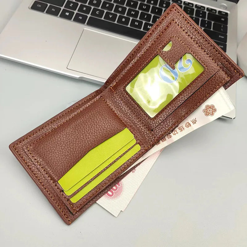 men's solid color pu leather open wallets