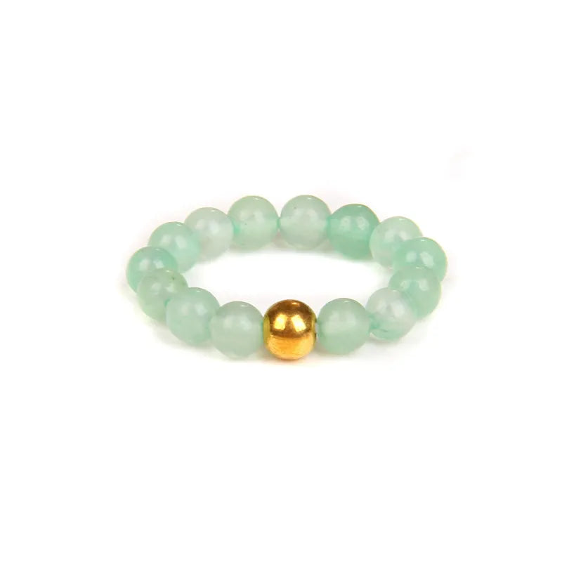 retro solid color natural stone beaded rings 1 piece