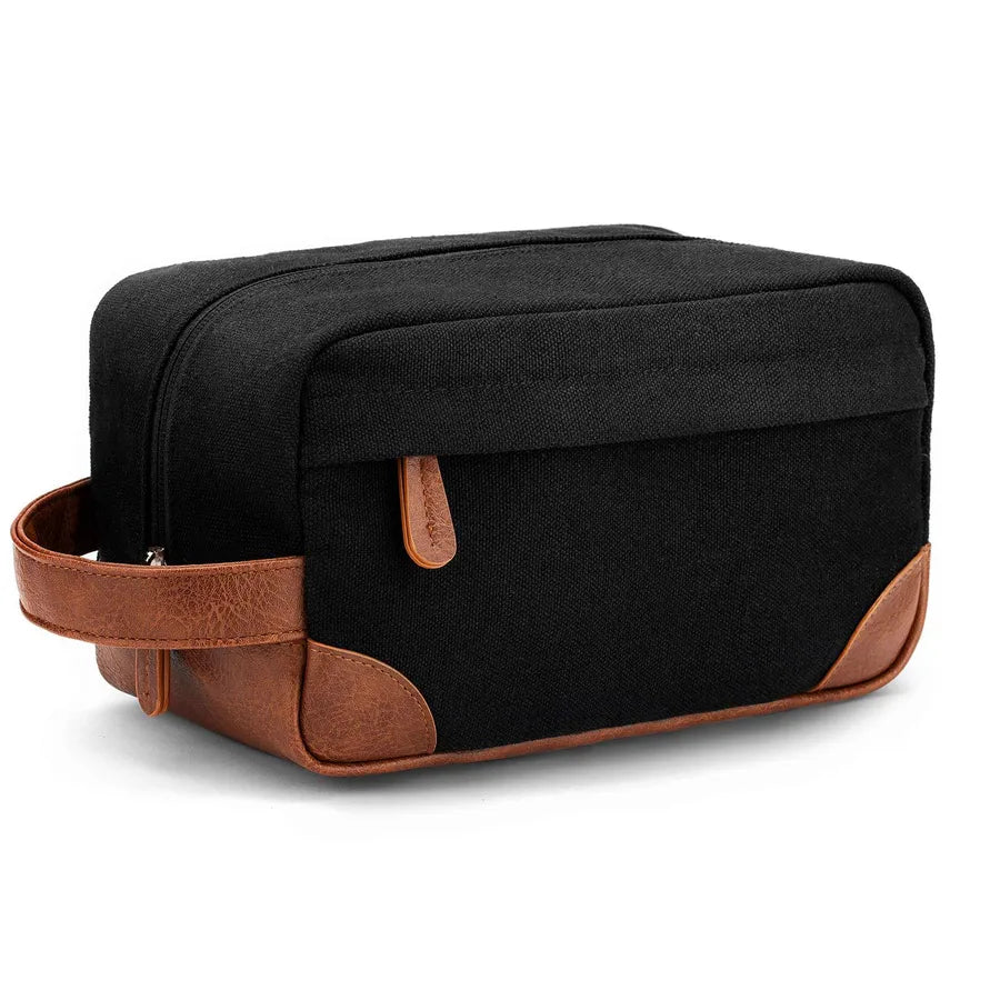 men's solid color canvas zipper cosmetic bag