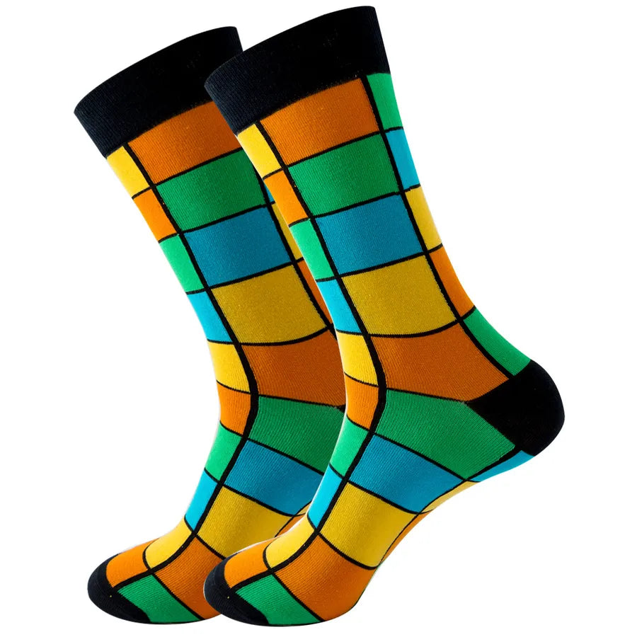 Classic Style Streetwear Unisex Geometric Zebra Egg Cotton Crew Socks 5 Pairs