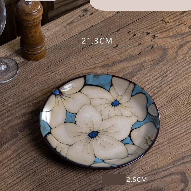 Retro Solid Color Flower ceramics Tableware 1 Piece