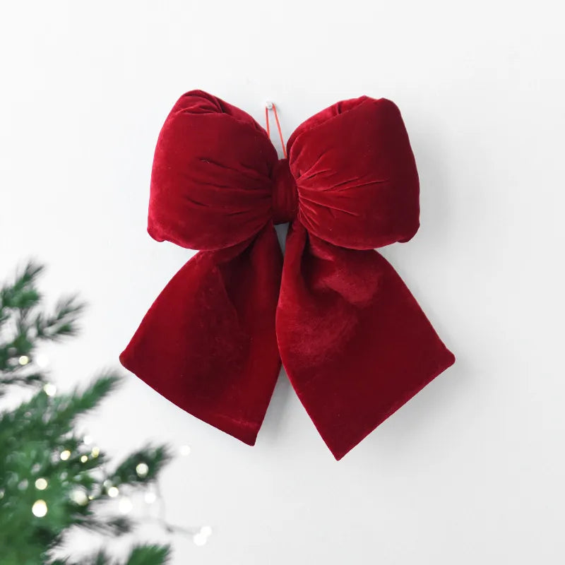 Nuchi Large Velvet Christmas Decoration 3D Christmas Tree Ornament DIY Embroidery Festive Butterfly Knot Holiday Craft