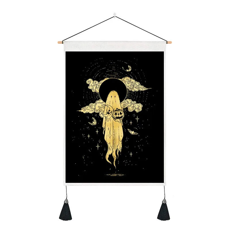 retro human starry sky moon polyester tapestry wall art