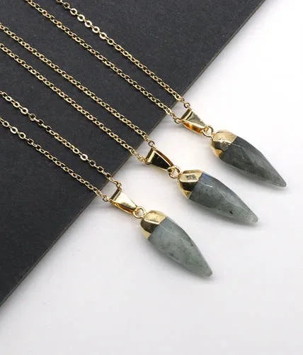 simple style chili natural stone polishing pendant necklace