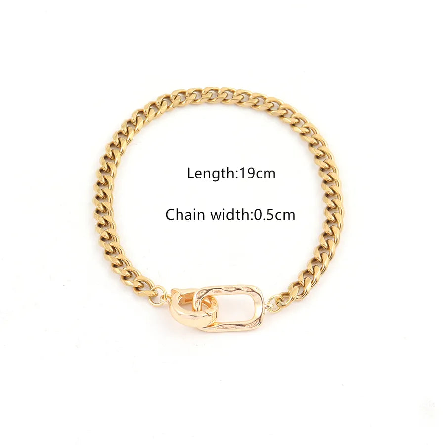 Vintage Style Classic Style Rectangle 201 Stainless Steel Copper Men's Bracelets Men Chain Bracelets