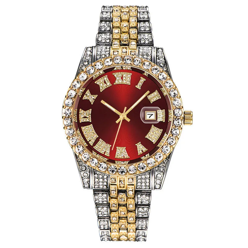 fashion color block butterfly double snap quartz women's watches