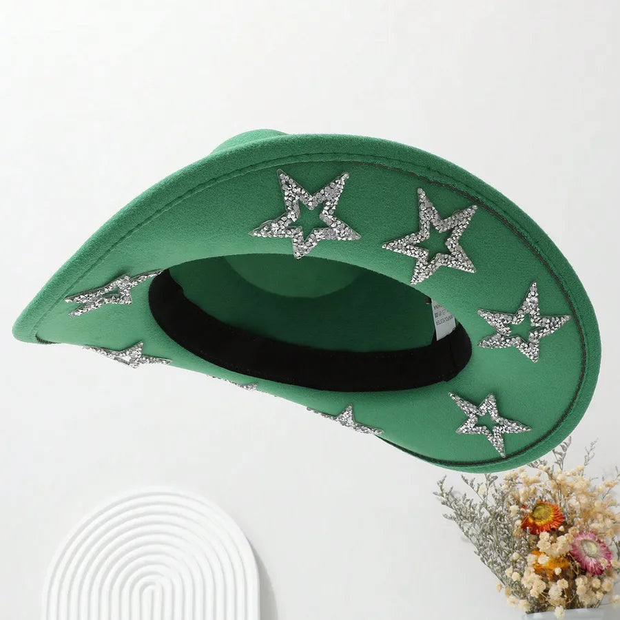 Women's Elegant Retro Star Big Eaves Fedora hat