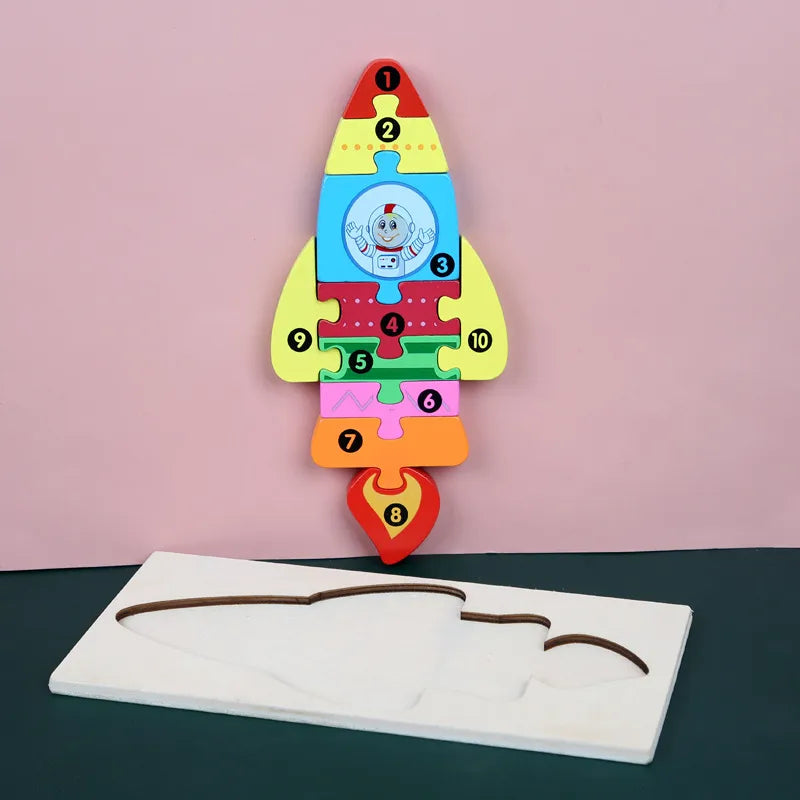 3D Wooden Dinosaur Puzzle Early Education Toys For Kids Assembly Building Blocks Baby Cognitive Skills Development Playset