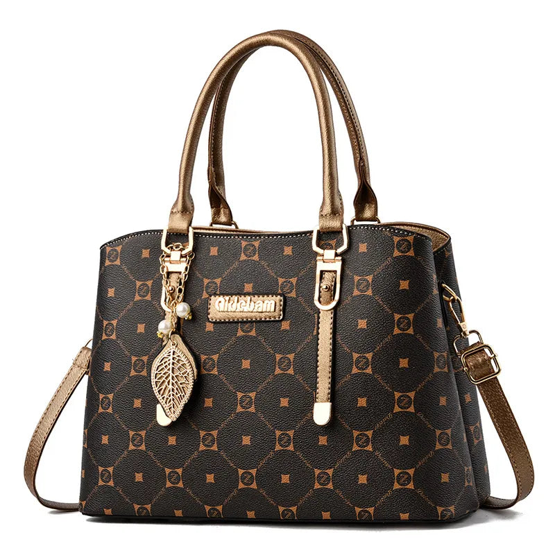 Women's Medium Pu Leather Lattice Vintage Style Square Zipper Handbag