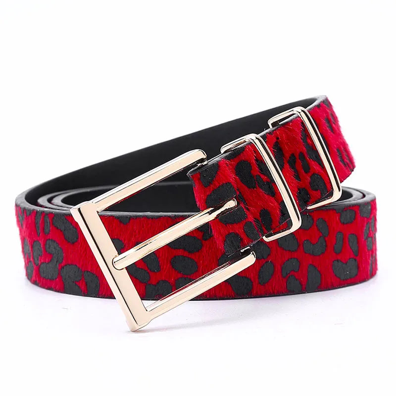 streetwear leopard imitation leather alloy women's leather belts