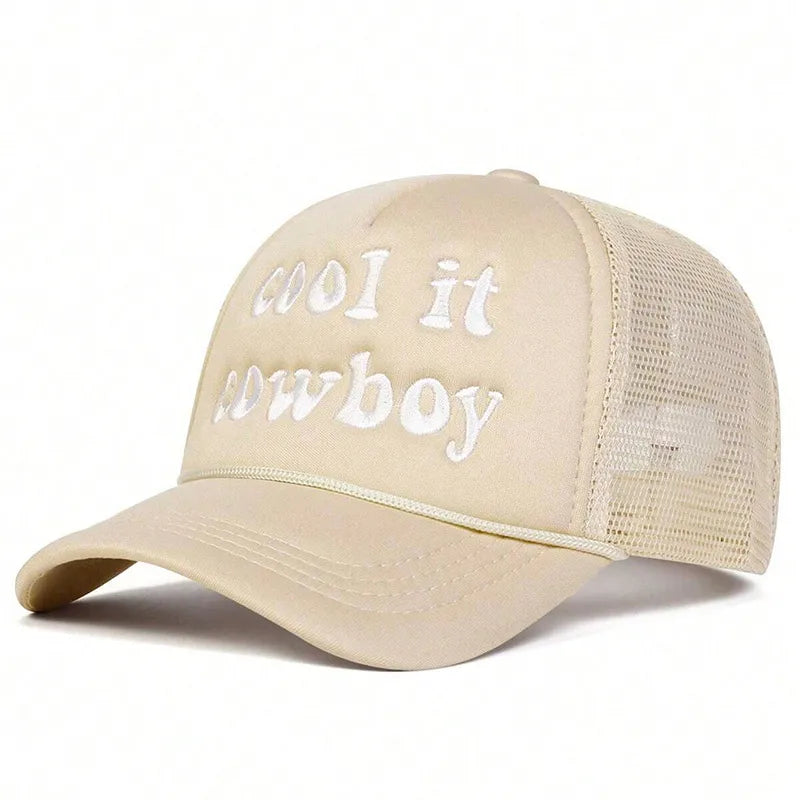 Unisex Casual Vacation Slogan Curved Eaves Mesh cap