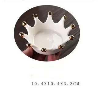 fashion geometric necklace ring storage dish glass relief candlestick crown gold small ornaments