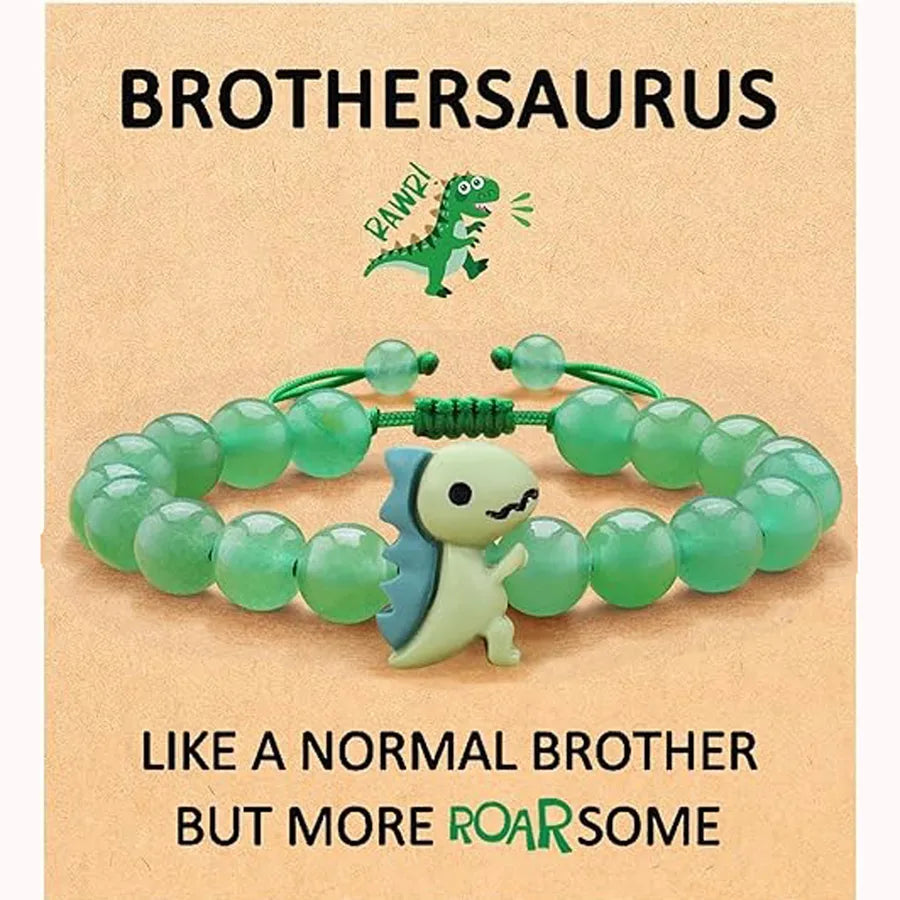 Fashionable Natural Stone Dinosaur Beads Bracelet For Back-To-School Graduation Birthday Gifts For Son Grandson Nephew Brother