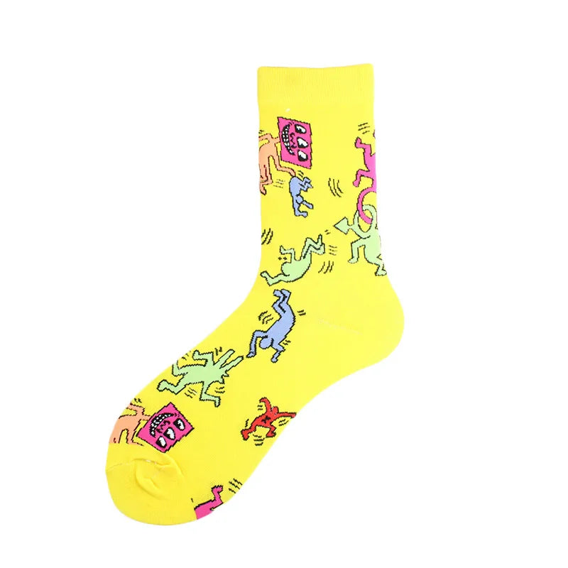 men's casual letter cotton polyester cotton crew socks a pair