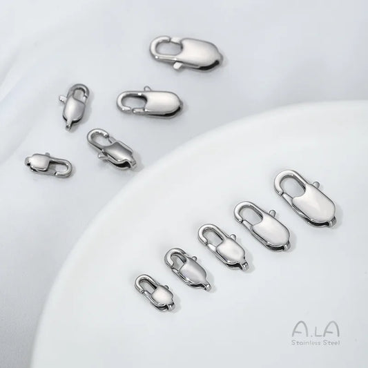 1 Piece 6*11mm Titanium Steel Solid Color Polished Jewelry Buckle Jewelry Accessories