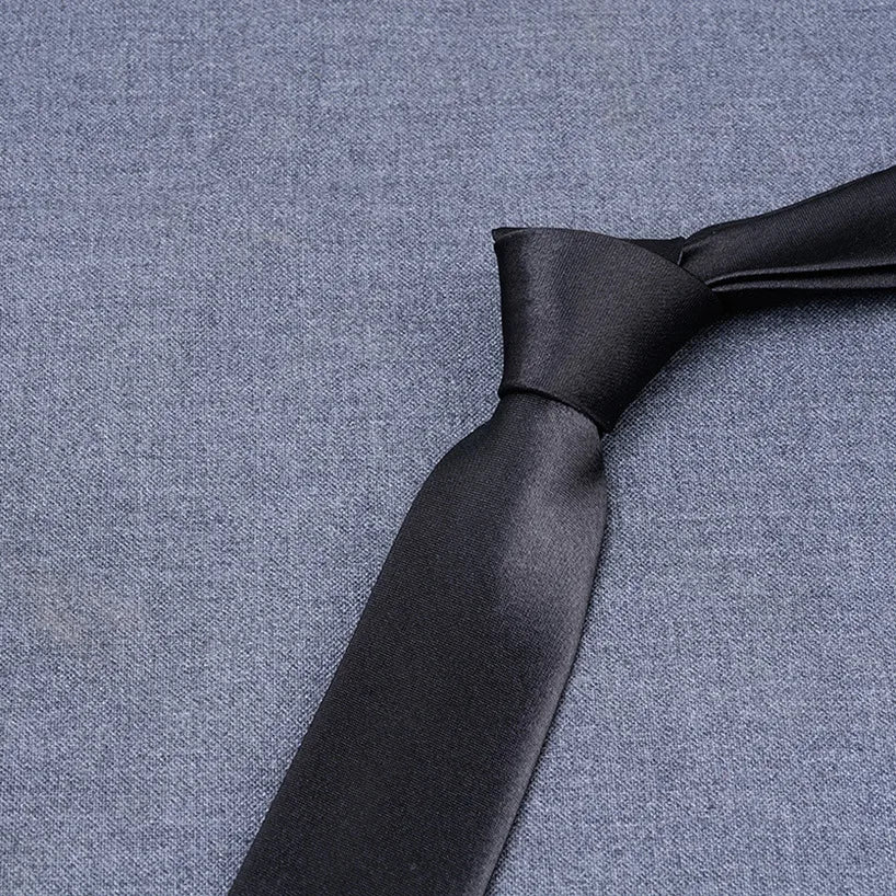 formal solid color polyester satin unisex tie